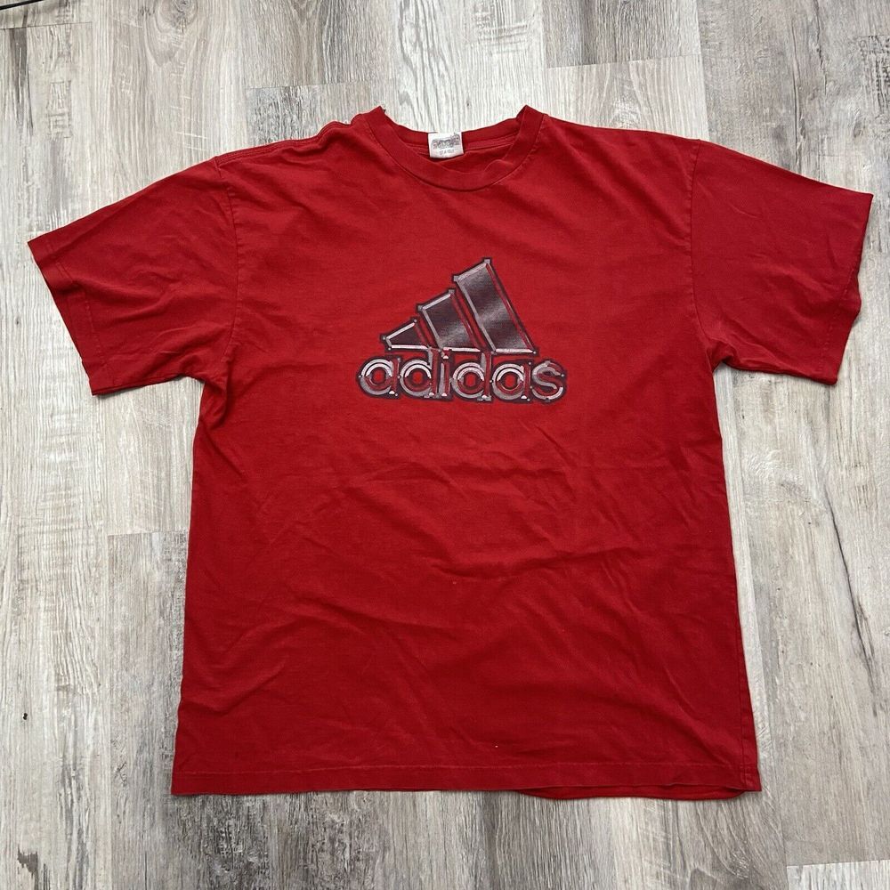 Vintage‎ Made In Canada Adidas Shirt Logo Y2K Red XL-2XL READ
